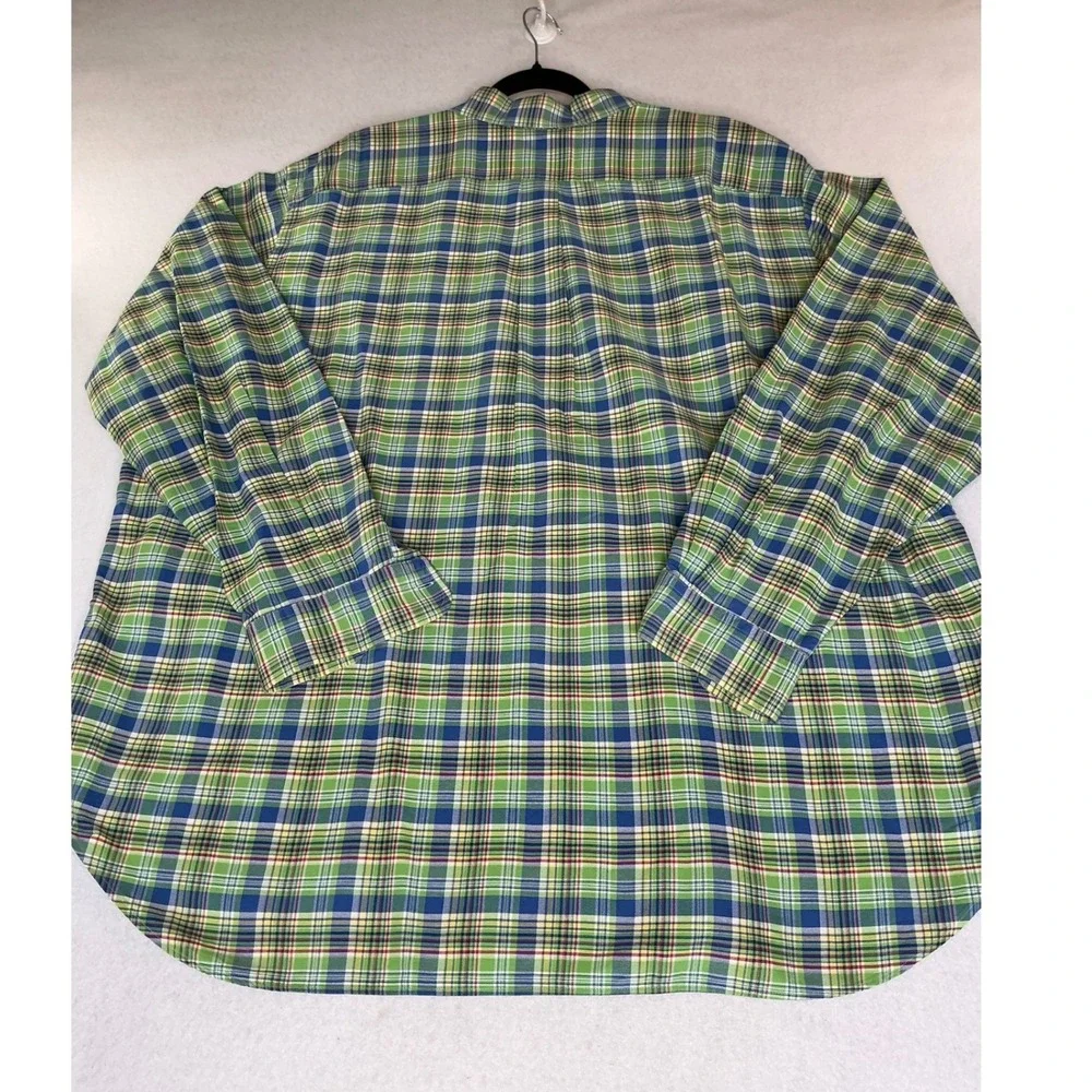 Ralph Lauren Button Down Shirt Mens 2XB Green Blue Plaid Classic Fit Long Sleeve